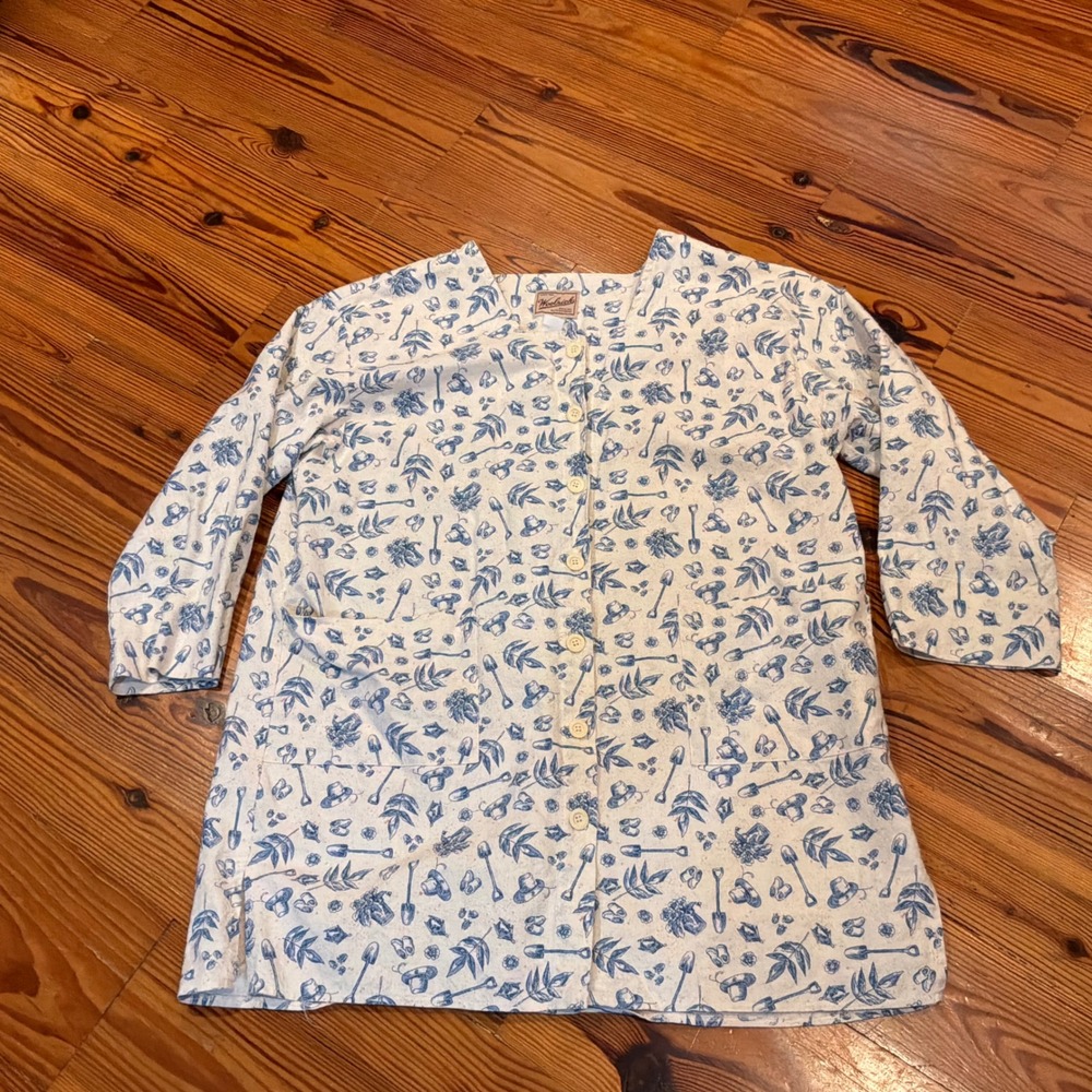 VTG Woolrich Chore Coat Jacket Women XL Garden Tool Print Gardening Canvas EUC